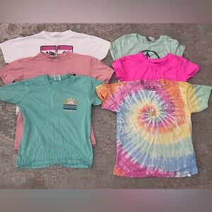 Lot of 6 Colorful Kids Tie-Dye and Graphic T-Shirts, Size Youth Medium, E/GUC